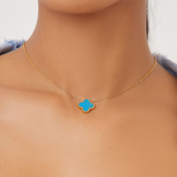 Flower Detail Necklace In Blue And Gold, Women’s Size UK One Size