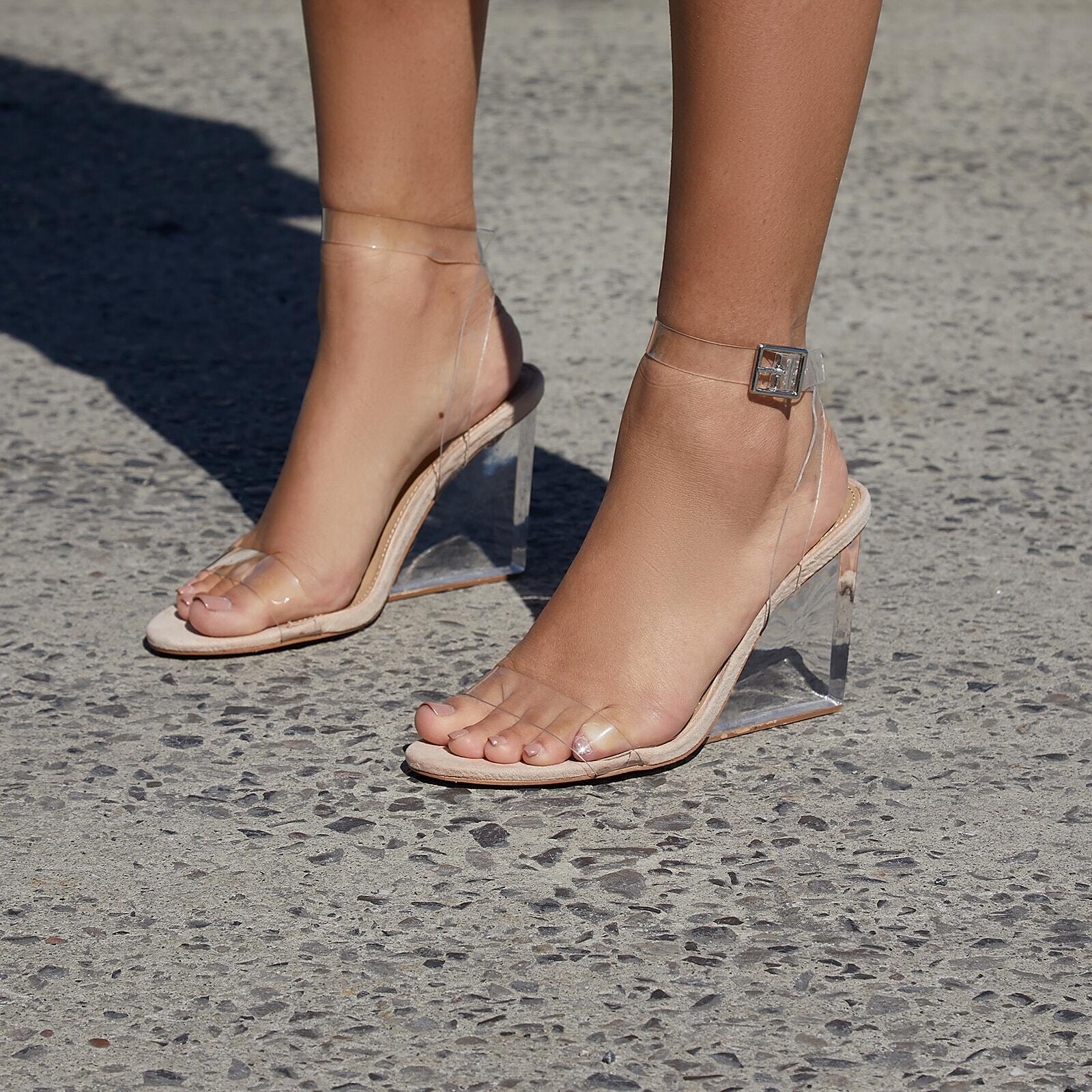 An image of the Thea perspex wedges which are our top summer shoes for this season