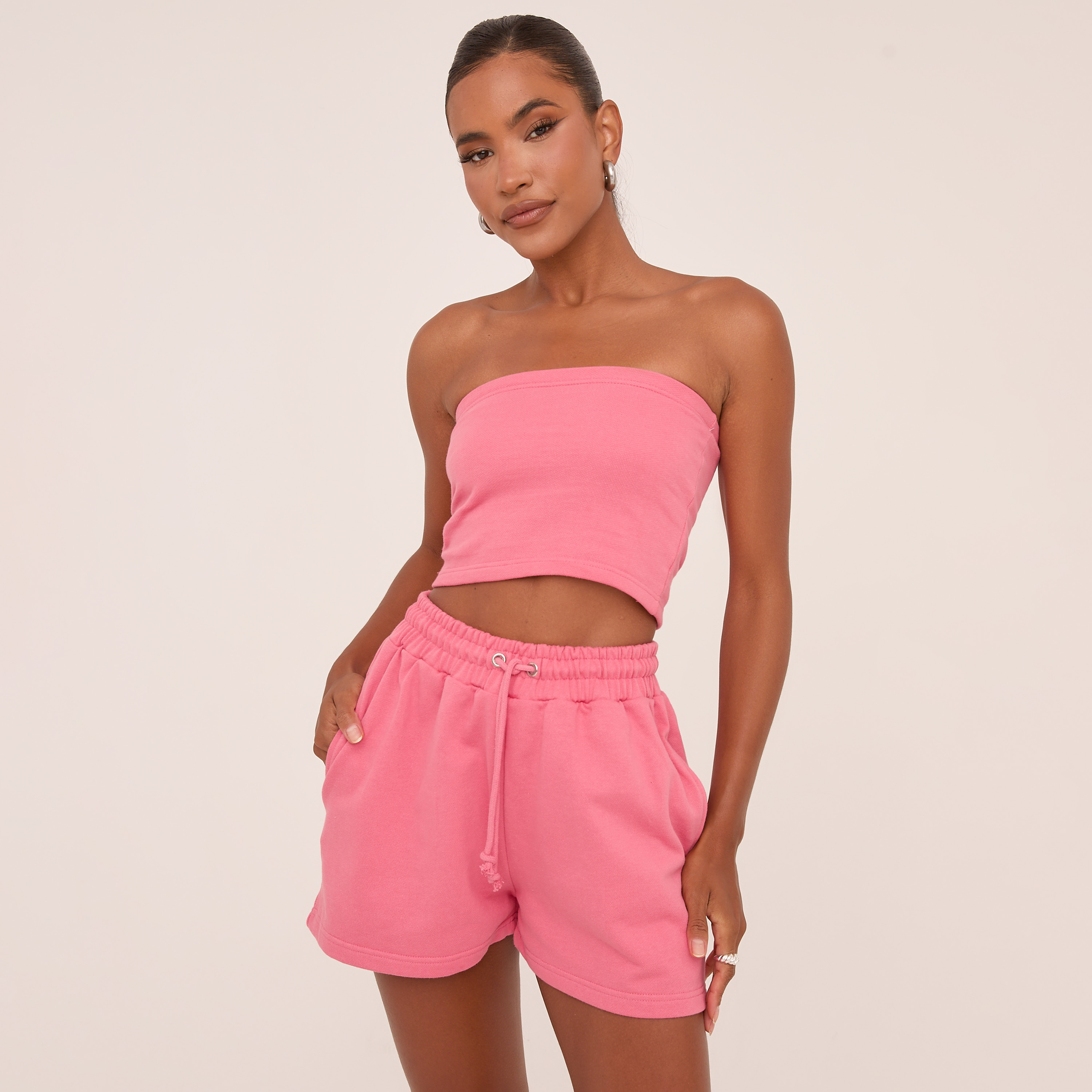 neon crop top pink