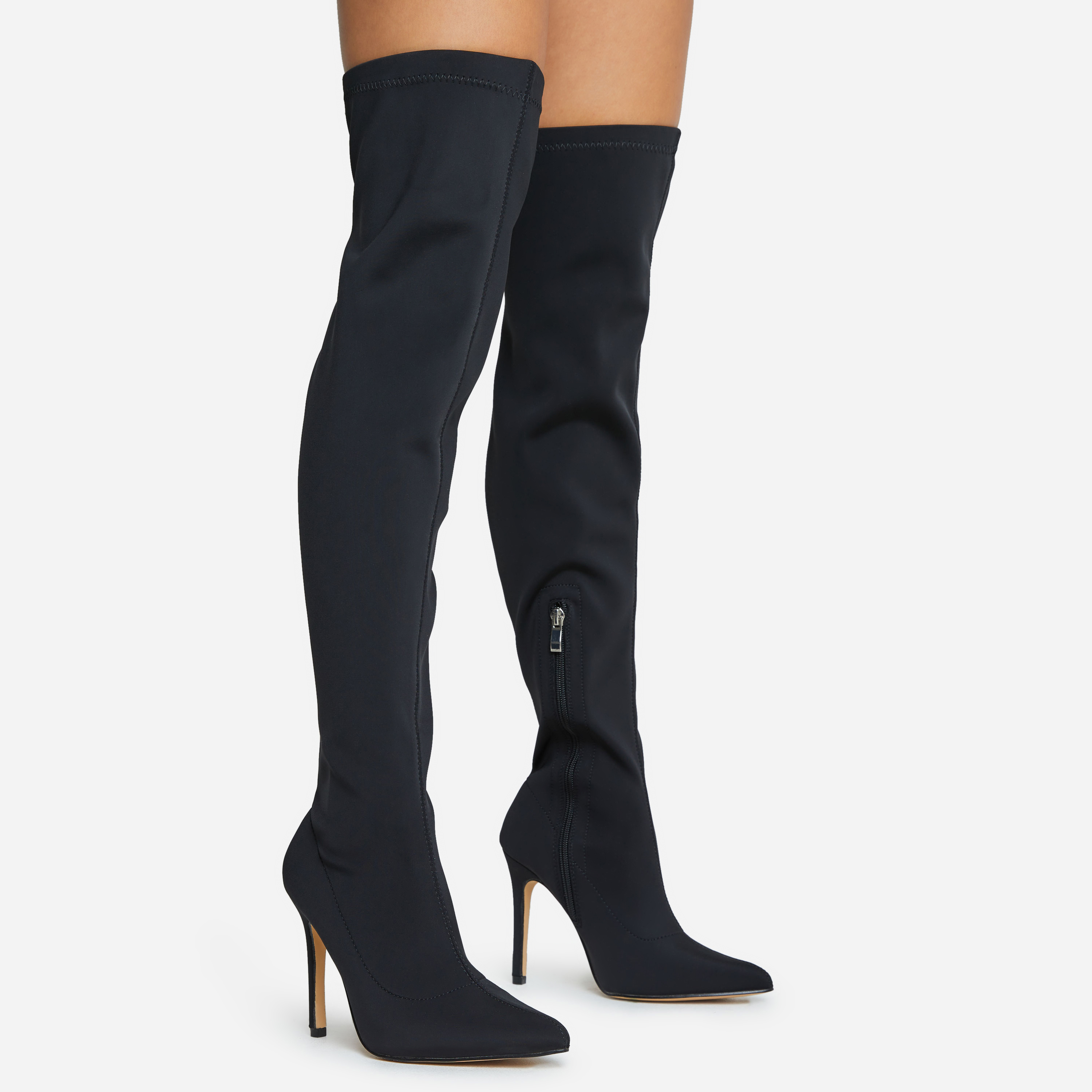 Knee high hot sale lycra boots