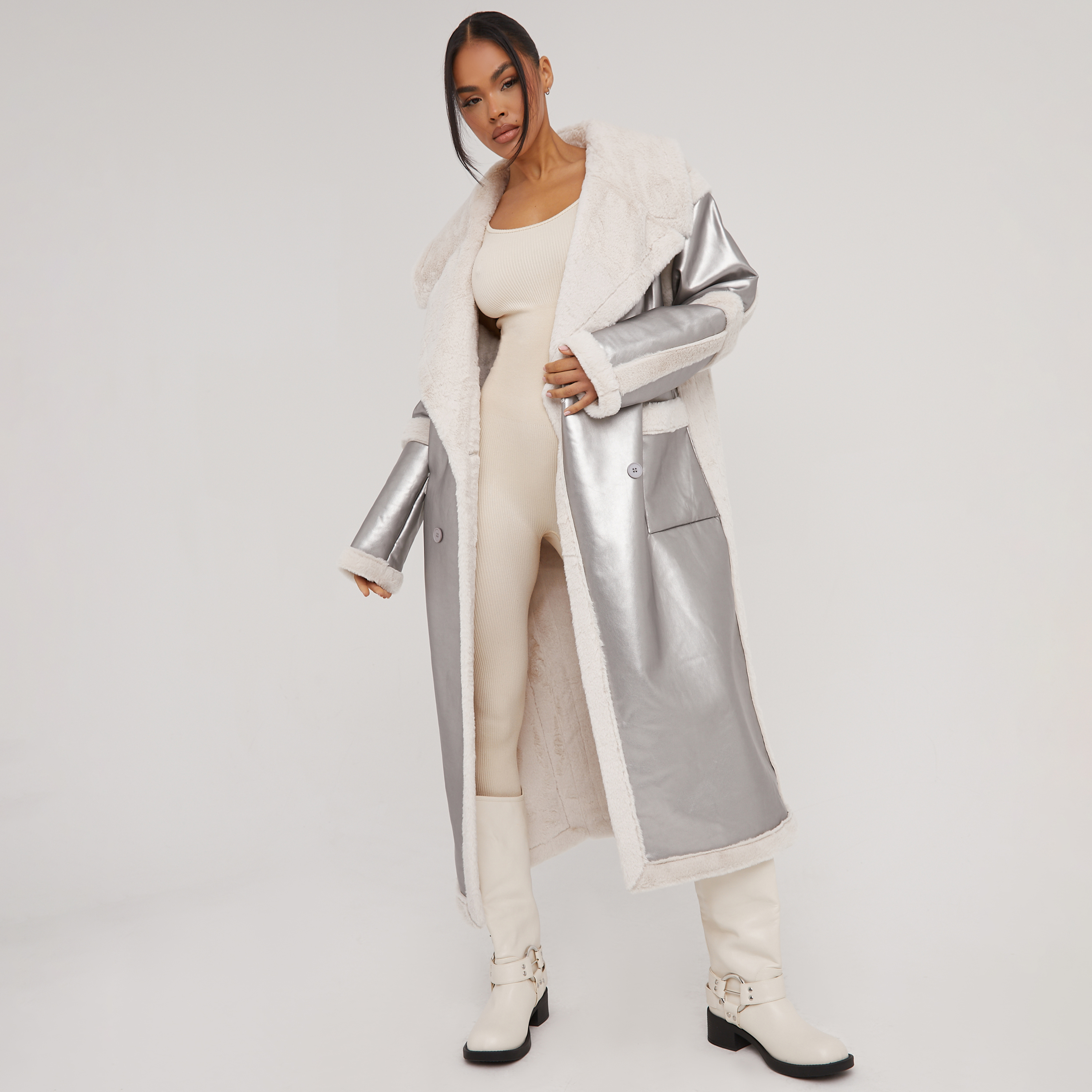 Silver duster sale coat