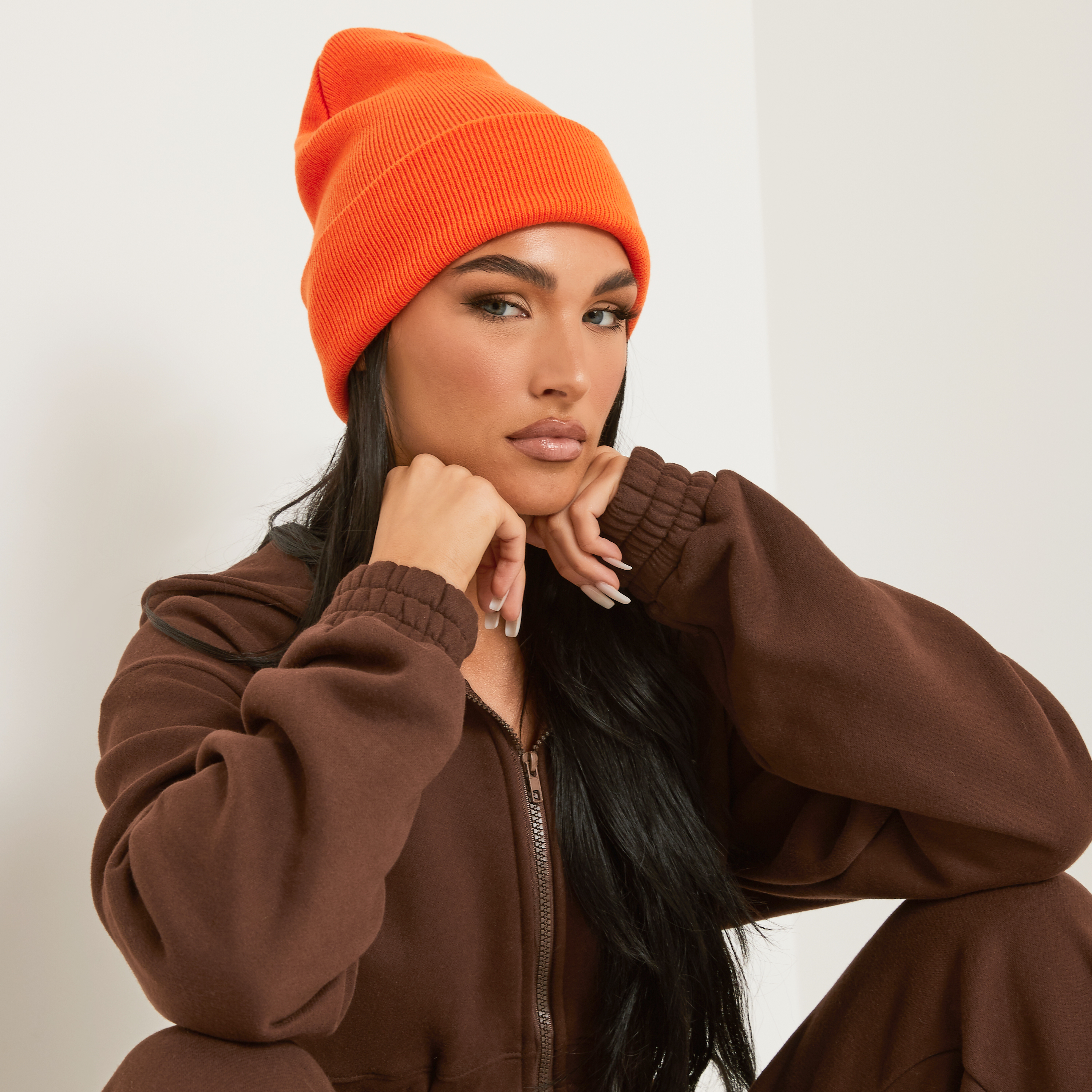 Thin Rib Beanie Hat In Orange | EGO