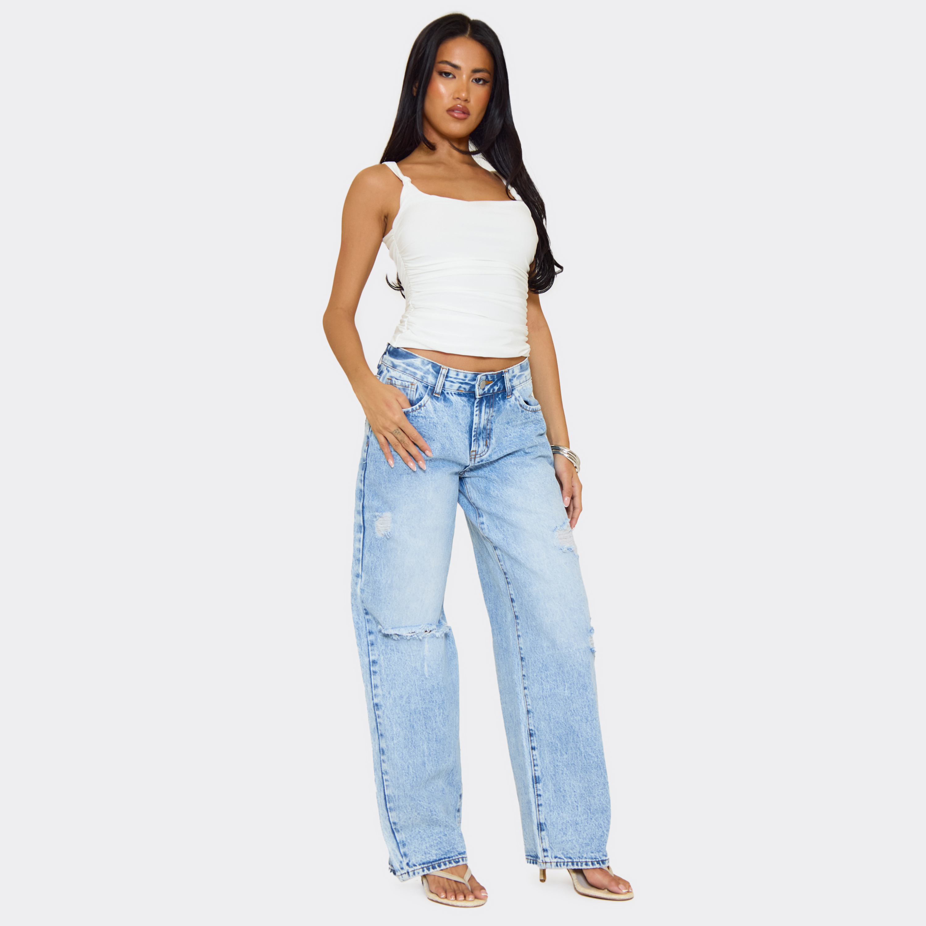 Jeans Boyfriend Vigoss Taille 10 - Délavé, Taille Ajustable, Coton (neuf Avec étiquettes)