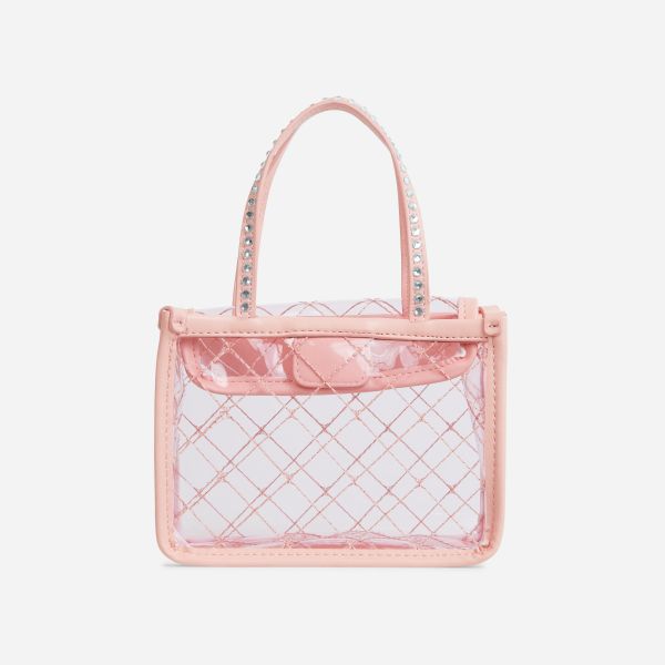 Good-Game Diamante Perspex Detail Shaped Bag In Pink Faux Leather, One Size