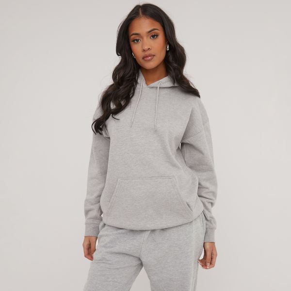 Oversized Basic Hoodie In Grey, Women’s Size UK Medium M