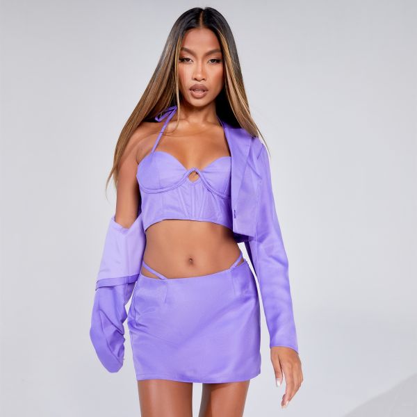 Waist Strap Detail Micro Mini Skirt In Purple, Women’s Size UK 6
