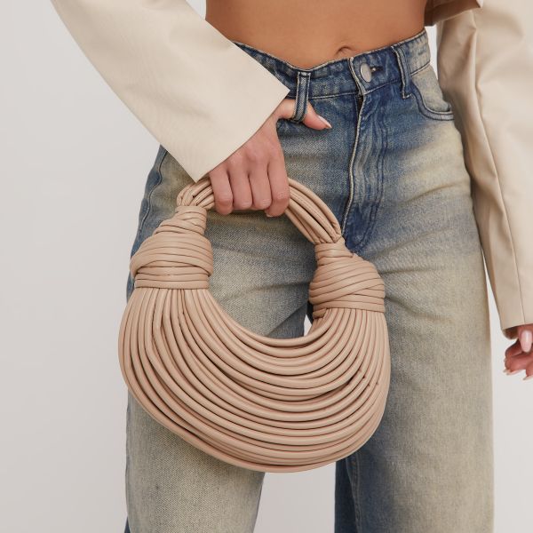 Leif Knotted Detail Strappy Shoulder Bag In Nude Faux Leather, One Size