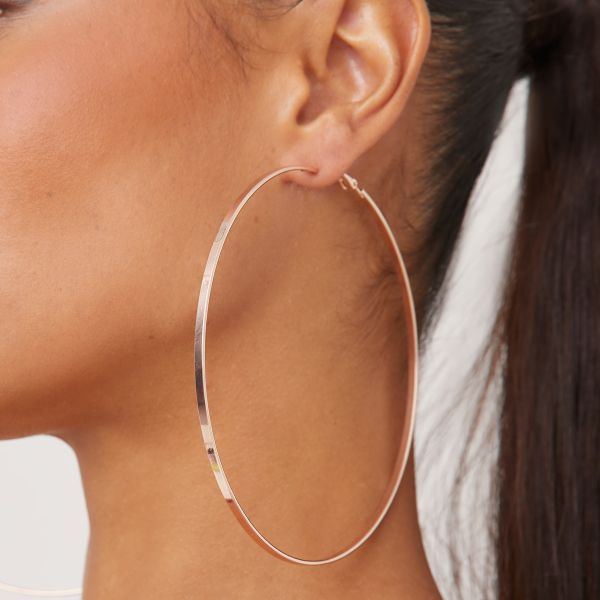 Oversized Hoop Earrings In Rose Gold, Women’s Size UK One Size