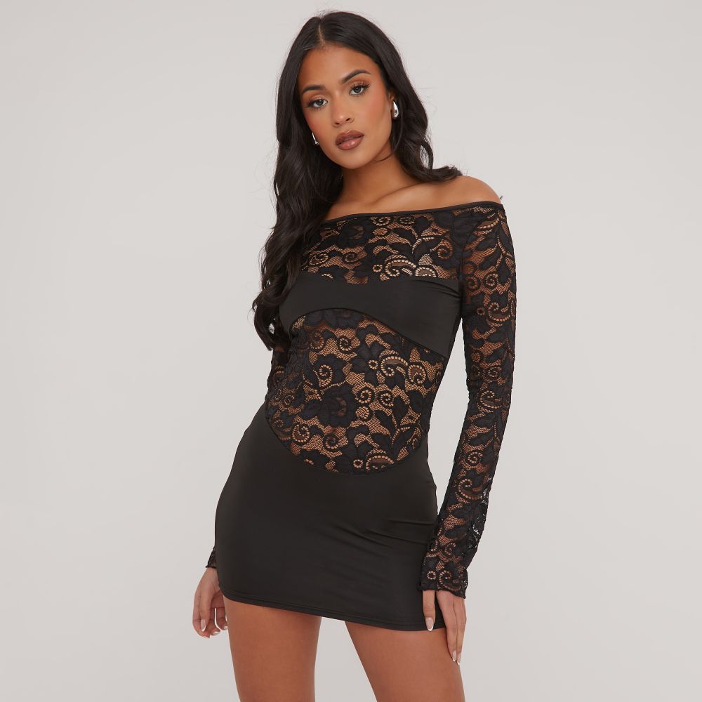 Berry lace panel store tiered bodycon dress