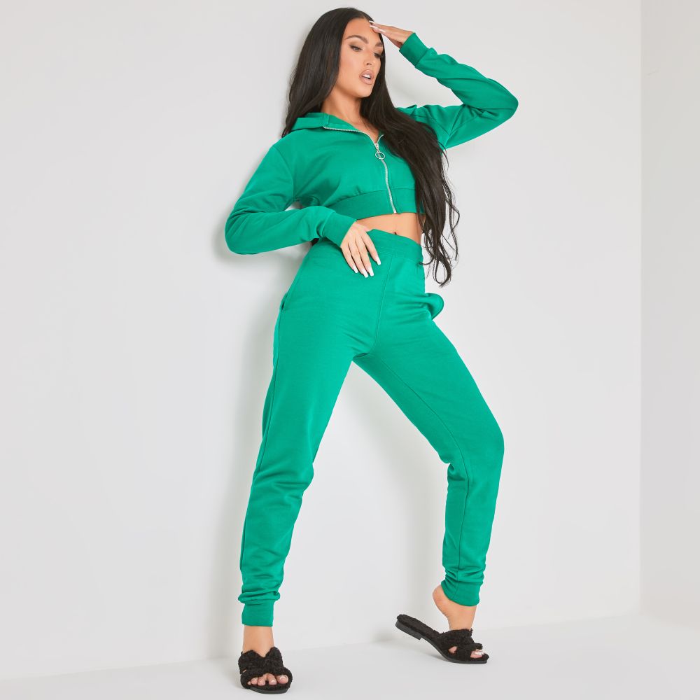 Zip Up Hoodie And Jogger Set In Green | EGO