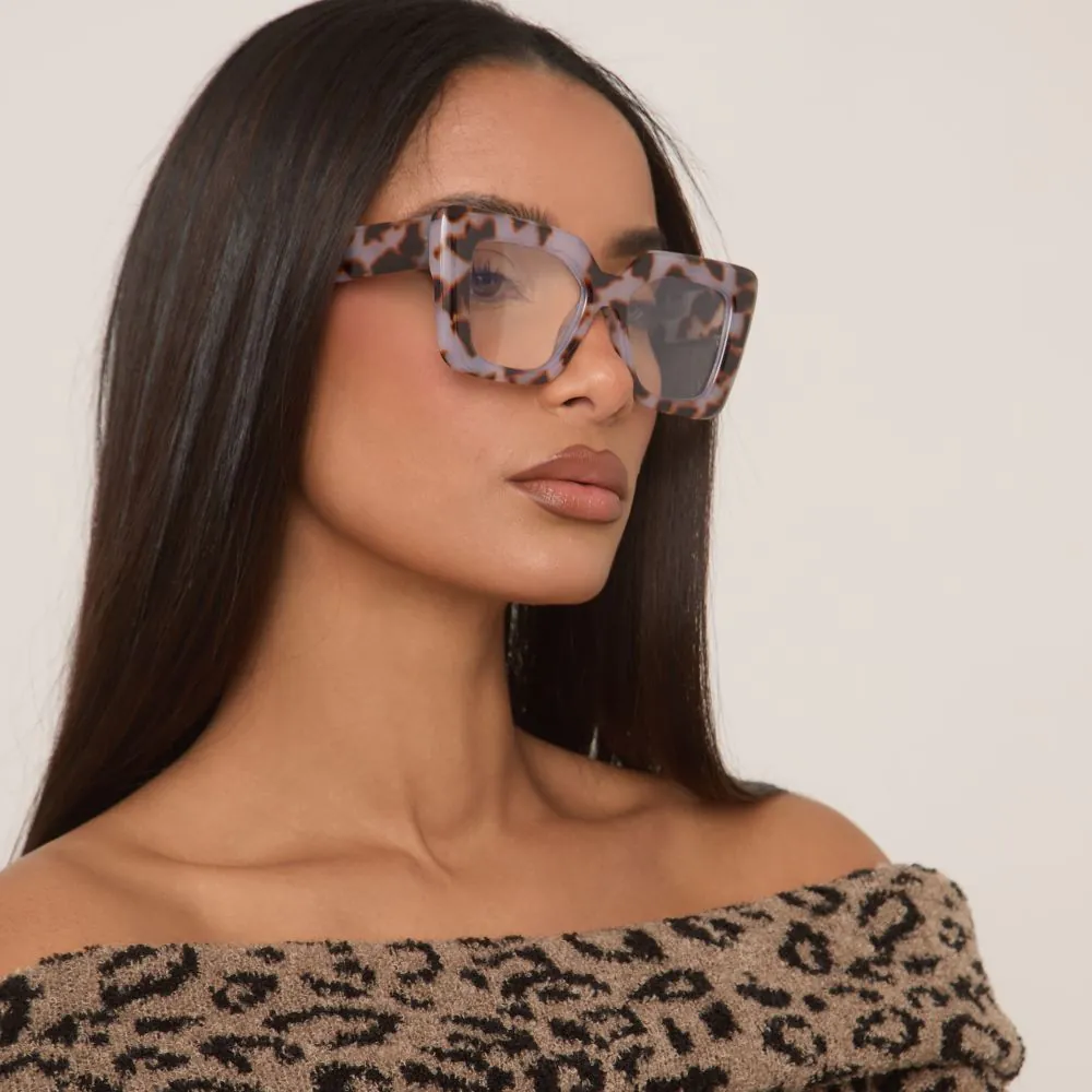 Oversized Thick Frame Square Shaped Sunglasses In Leopard  display picture 3
