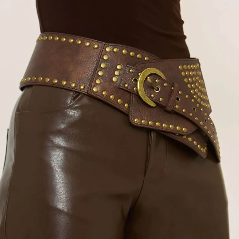 Western Belt Asos Brown Belt Women Wide Boho Disc Leather  display picture 3