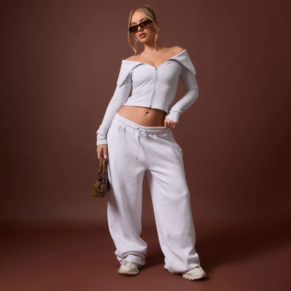 Tie Waist Straight Leg Joggers In Grey Marl | EGO
