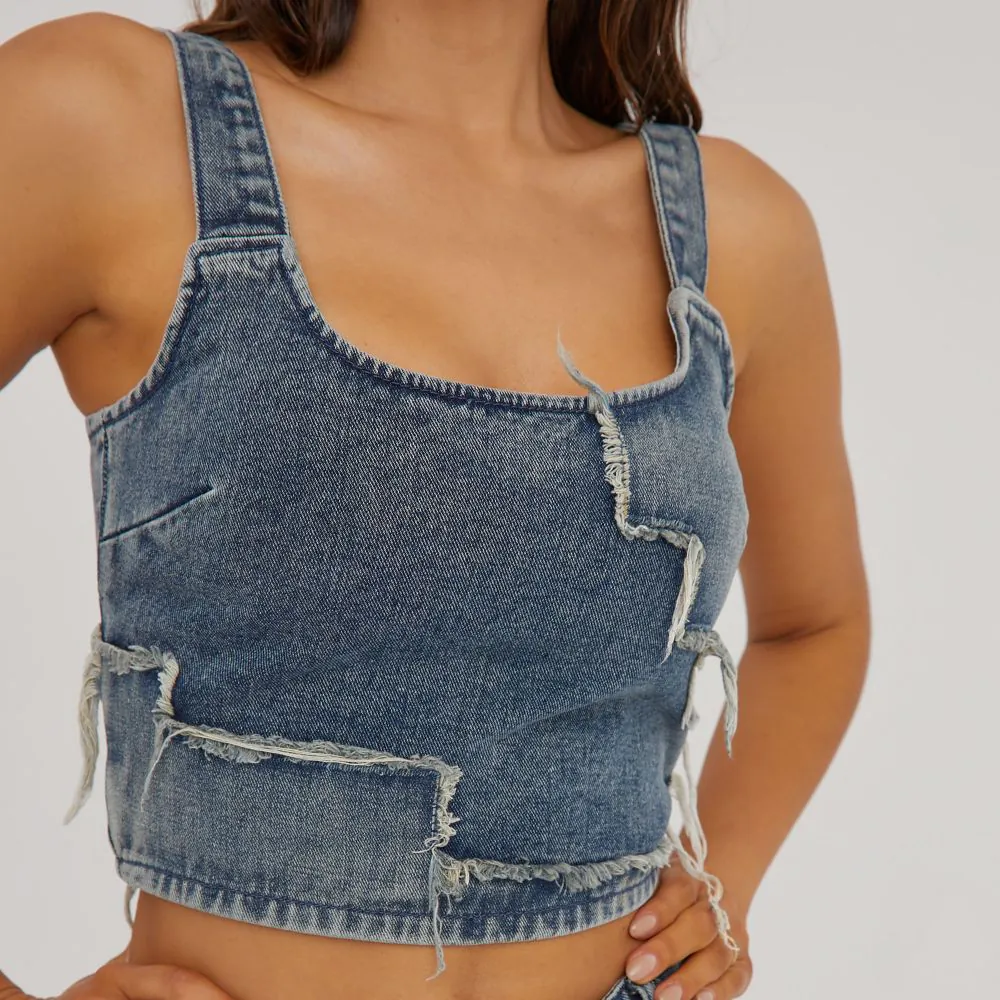 Top sans manches à nouer au dos bicolore en crochet DEL SOL B JAUNE