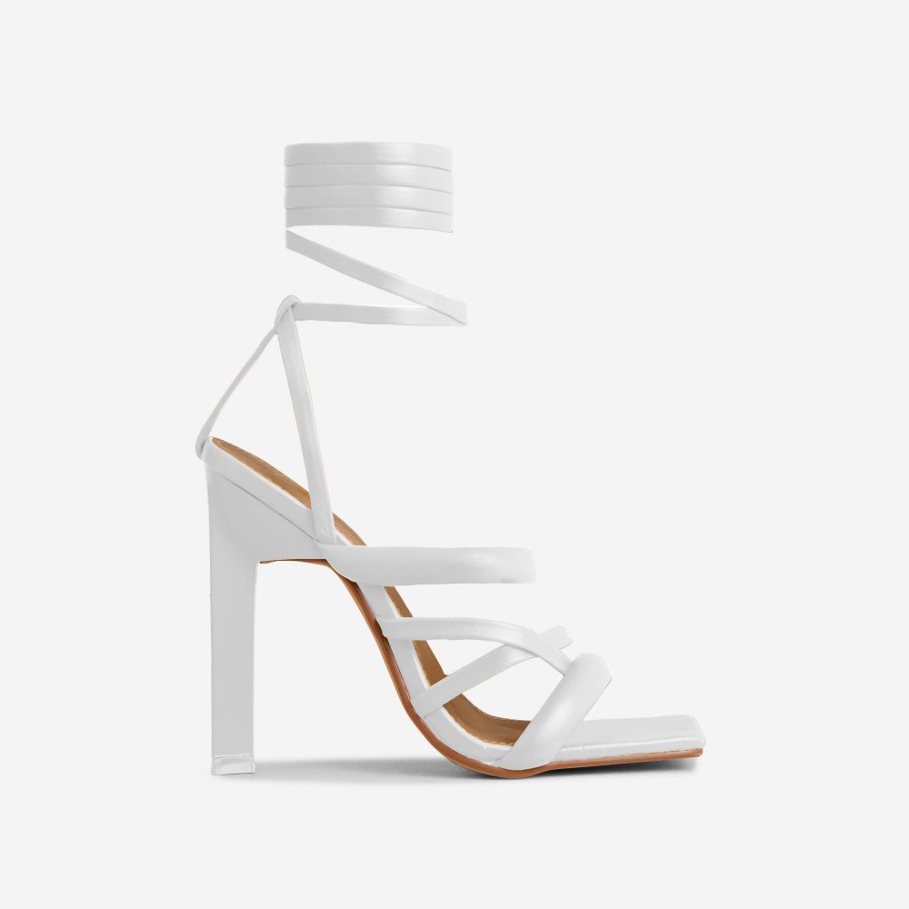 Padded Strap Square Toe Thin Block Heel 