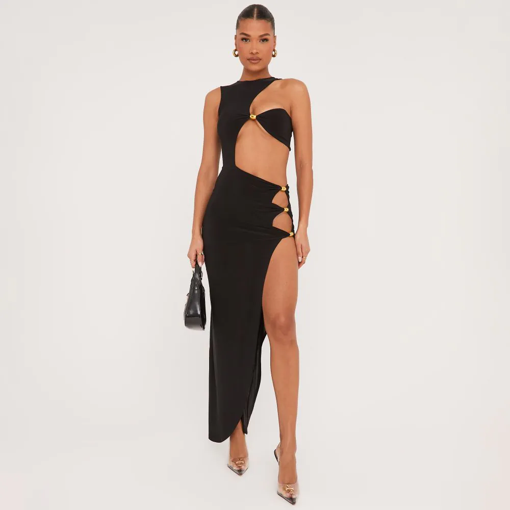 long dress leg split Long Sleeve High Leg Split Maxi Dress TFNC Long Sleeve Maxi Dress With Thigh Slit In