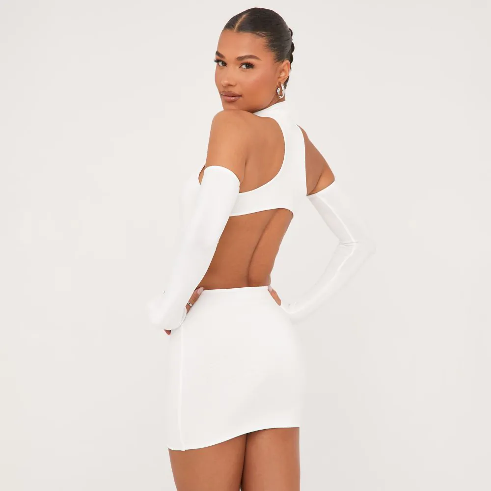 white christmas dresses White Sheer Long Sleeve Club Dress main image 1