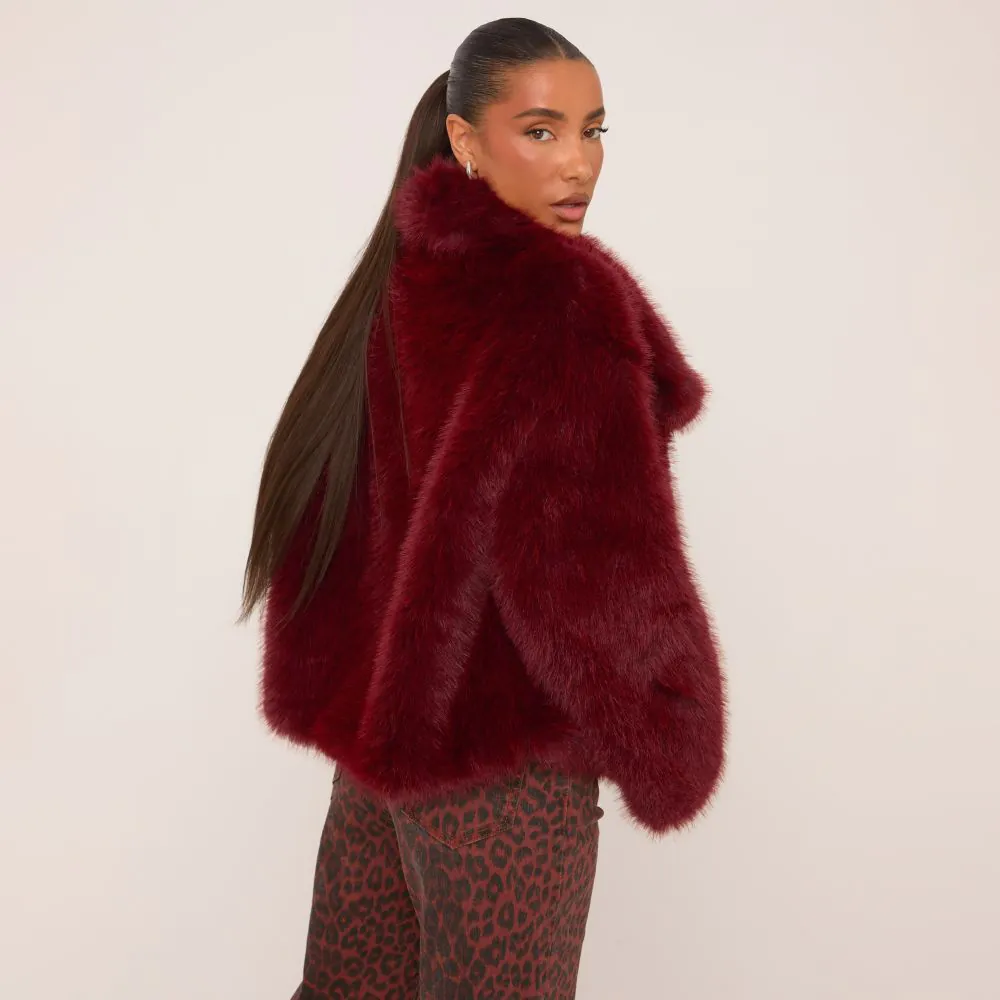 Burgundy faux shops fur shawl