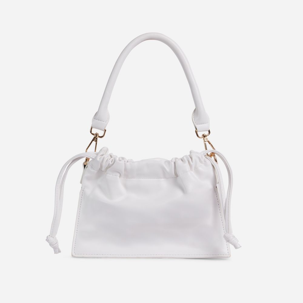 Genesis Crucifix Detail Mini Tote Bag In White Faux Leather