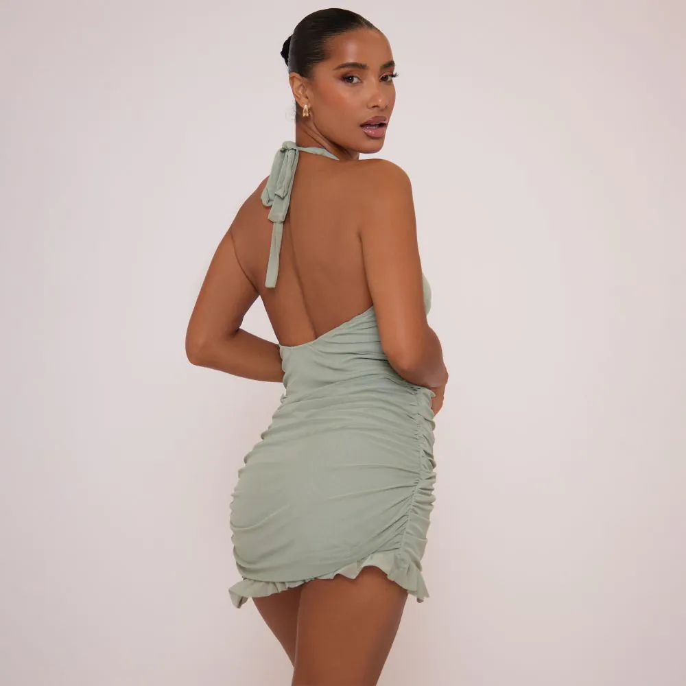 Ren Faire Costume Green Pass Bec Bridge Fiore Halter Mini Dress Apple Green  Size
