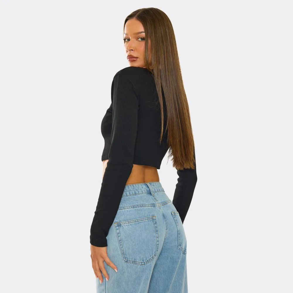 Angcoco Women's Scoop Neck Dance Top - Ruched Waist Long Sleeve Shirt