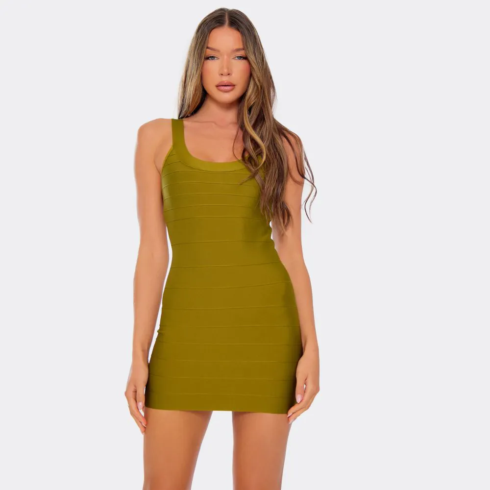 army green bandage dress V Neck Clothing Bek Olive V Neck Bandage For Women Stripe Trend