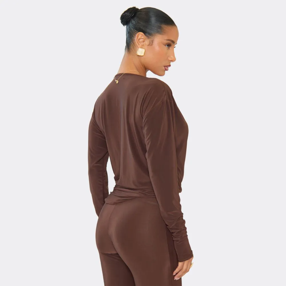 Lock And Love Women's Batwing Long Sleeve Top - Lightweight Rayon Dolman Top (Size XXXL, Brown) - View #5