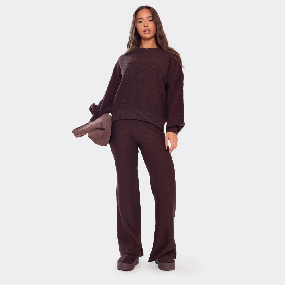 Fleur Low Rise Soft Cloud Chocolate Knit Pant - Dark Brown main image 0