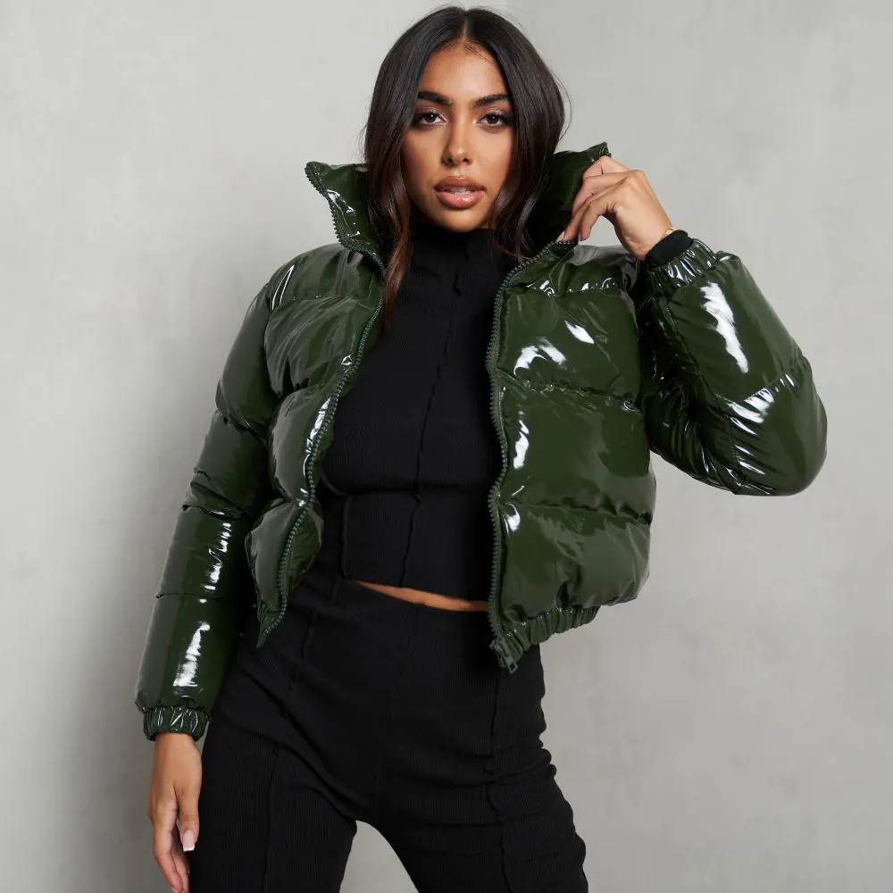 green cropped puffer