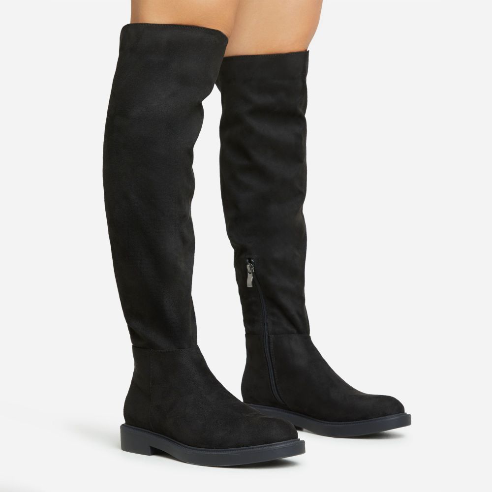 Homeheat Stitch Detailing Over The Knee Thigh High Long Boot In Black ...