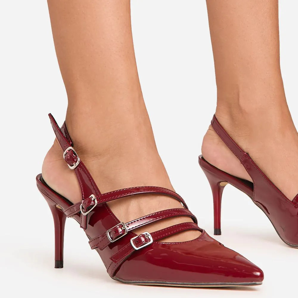 YIYA Women's Slingback Pumps - 4.33 Inch Stiletto Heels With Buckle Strap, Pointed Toe Dress Shoes For Wedding & Party