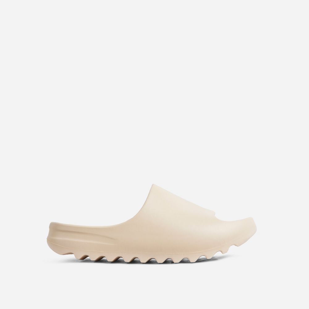 EGO Playoff Flat Slider Sandal In Off White Rubber