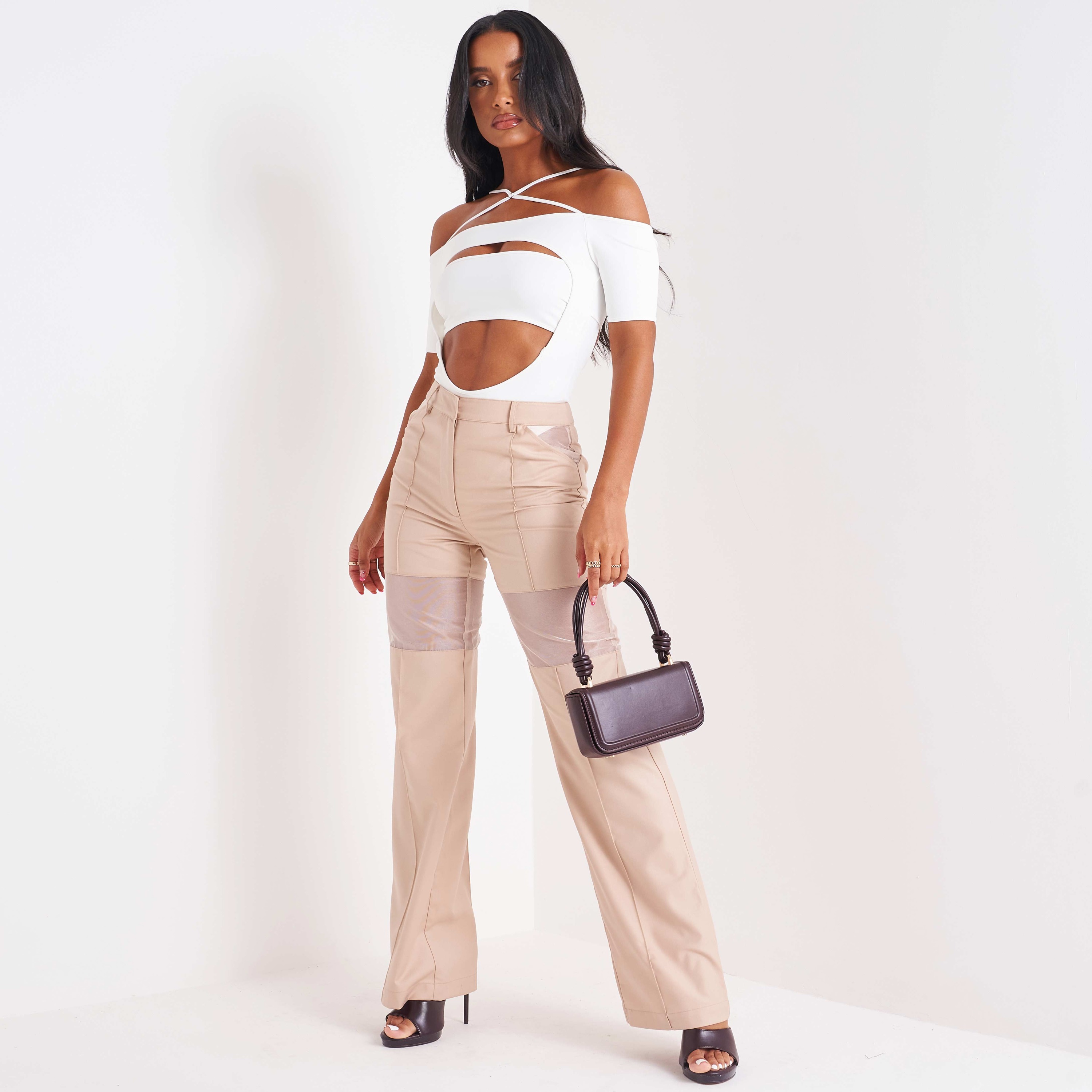 Trousers  Tab Detail High Waisted Tailored Trouser  Oasis