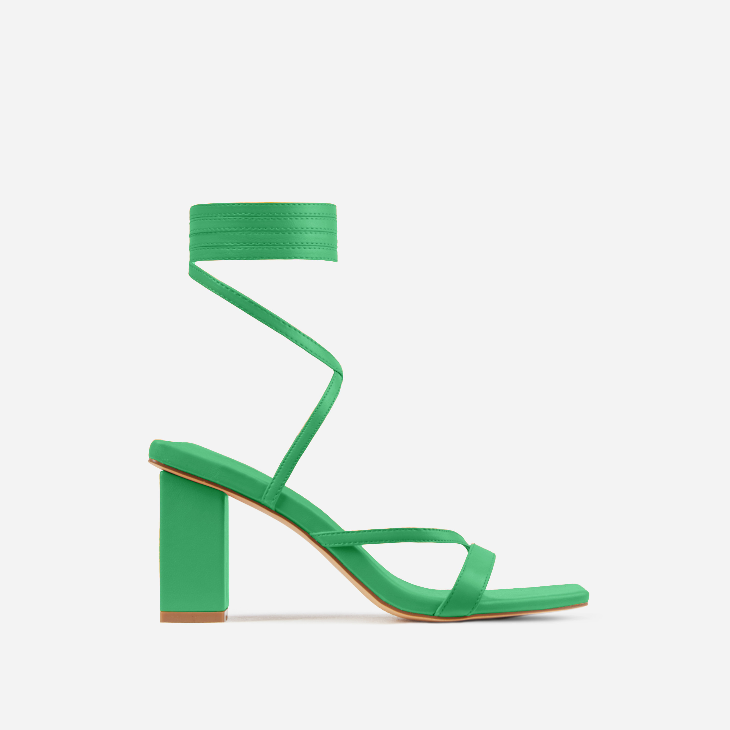 green low block heel