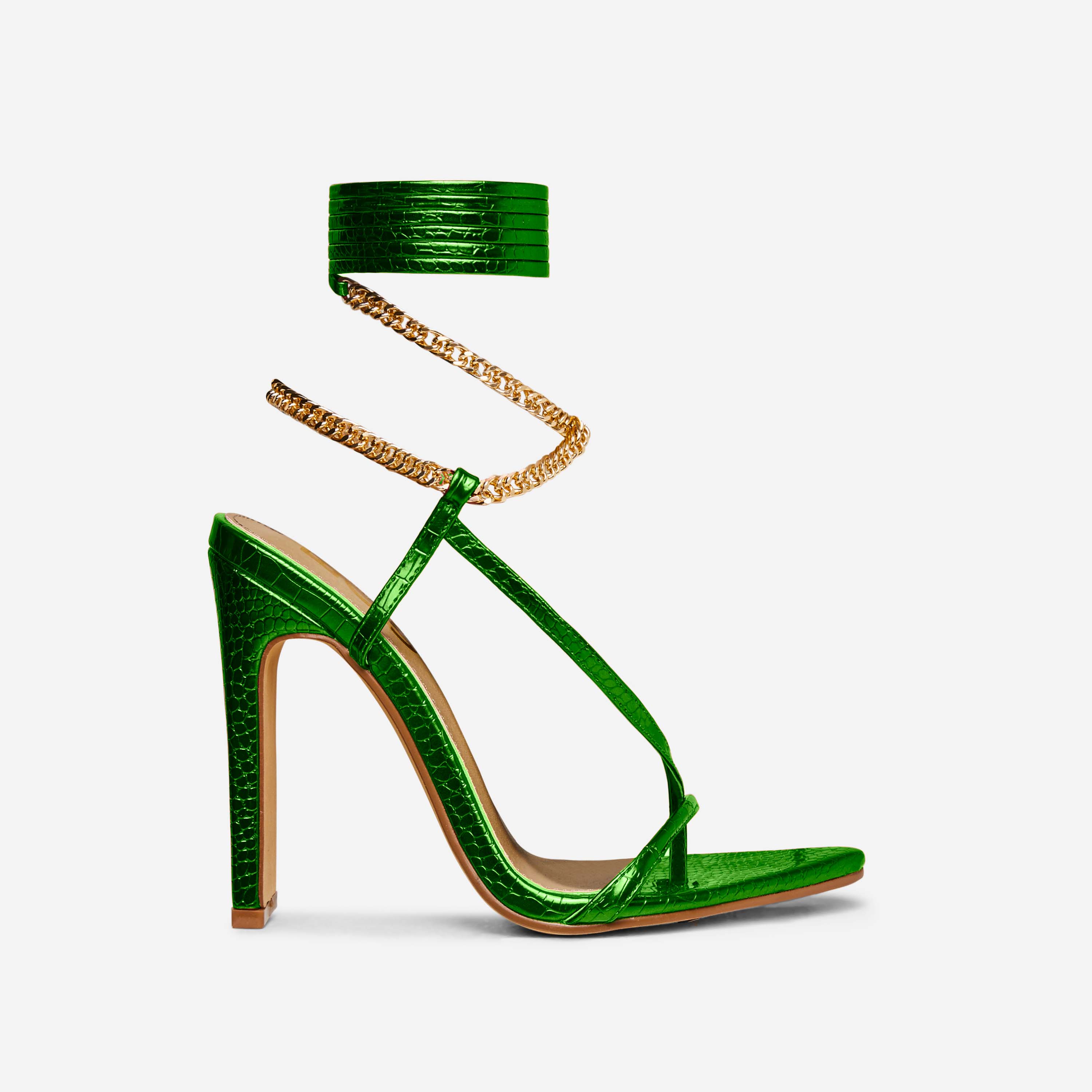 metallic green heels